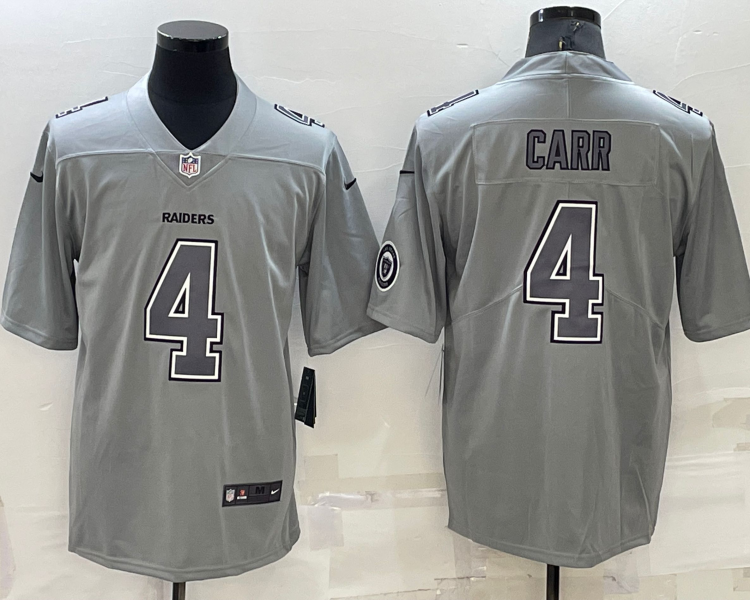 Men's Las Vegas Raiders Derek Carr #4 Gray Atmosphere Jersey