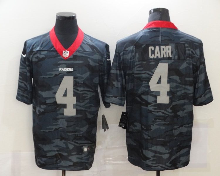 Men's Las Vegas Raiders Derek Carr #4 Gray Camouflage Jersey