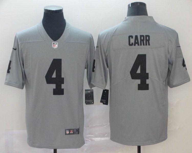 Men's Las Vegas Raiders Derek Carr #4 Gray Inverted Legend Jersey