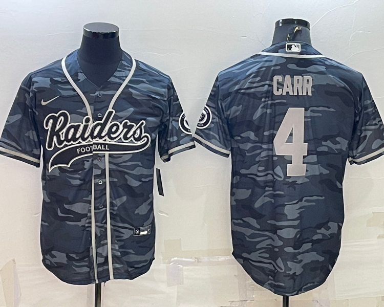 Men's Las Vegas Raiders Derek Carr #4 Grey Camouflage Jersey Joint Edition