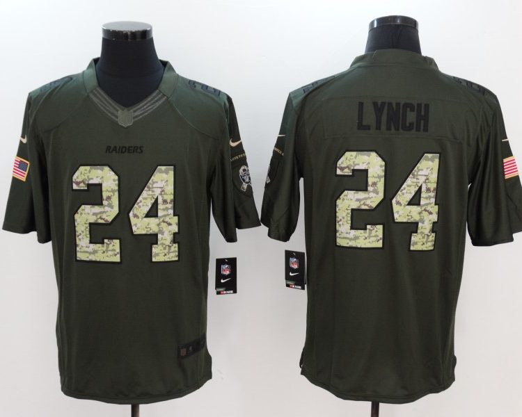 Men's Las Vegas Raiders Marshawn Lynch #24 Army Green Jersey