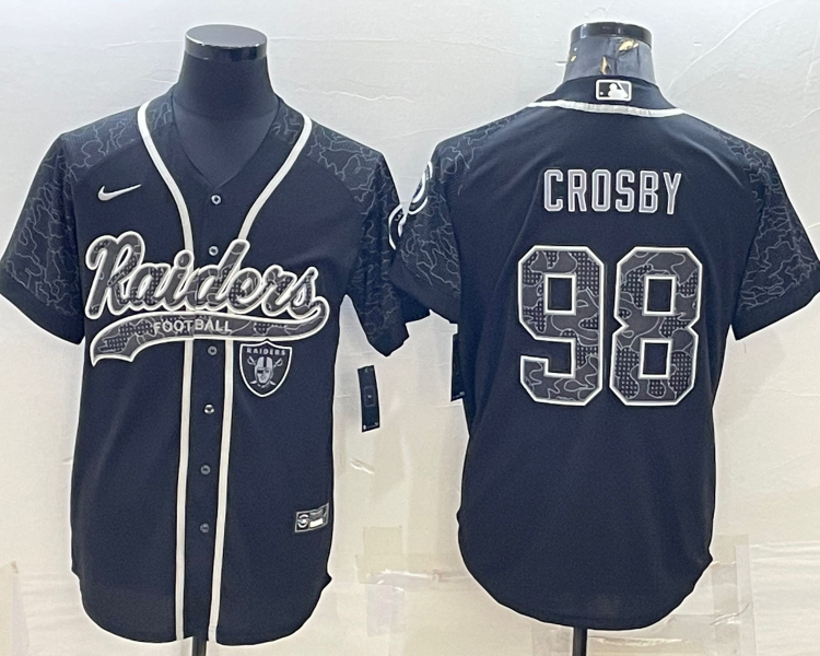 Men's Las Vegas Raiders Maxx Crosby #98 Black RFLCTV Limited Jersey Joint Edition