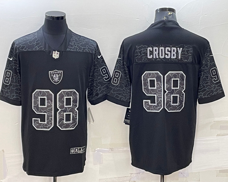Men's Las Vegas Raiders Maxx Crosby #98 Black RFLCTV Limited Jersey