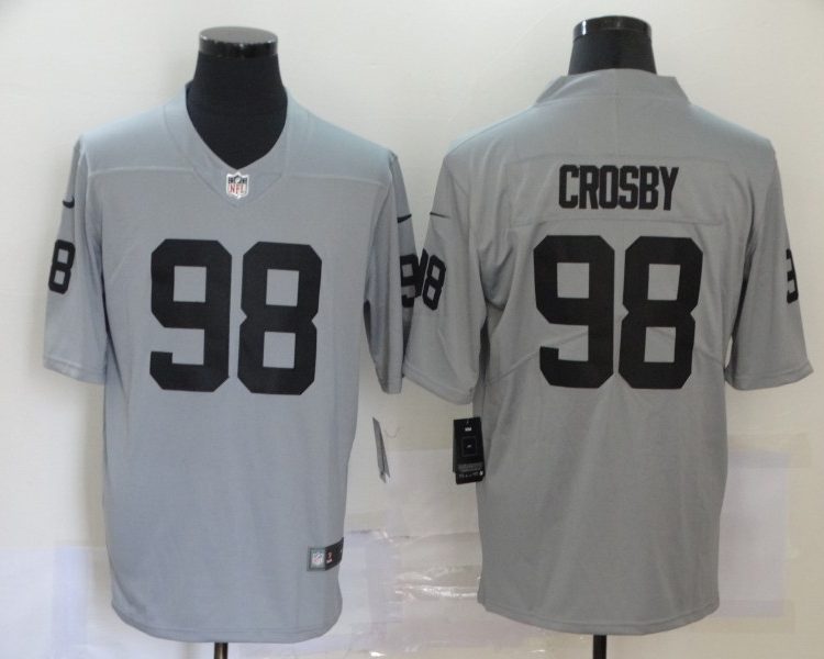 Men's Las Vegas Raiders Maxx Crosby #98 Gray Inverted Legend Jersey