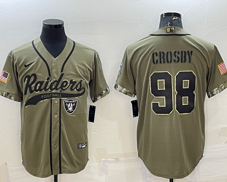 Men's Las Vegas Raiders Maxx Crosby #98 Olive 2022 Salute To Service Limited Jersey Joint Edition