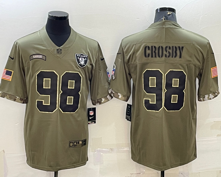 Men's Las Vegas Raiders Maxx Crosby #98 Olive 2022 Salute To Service Limited Jersey