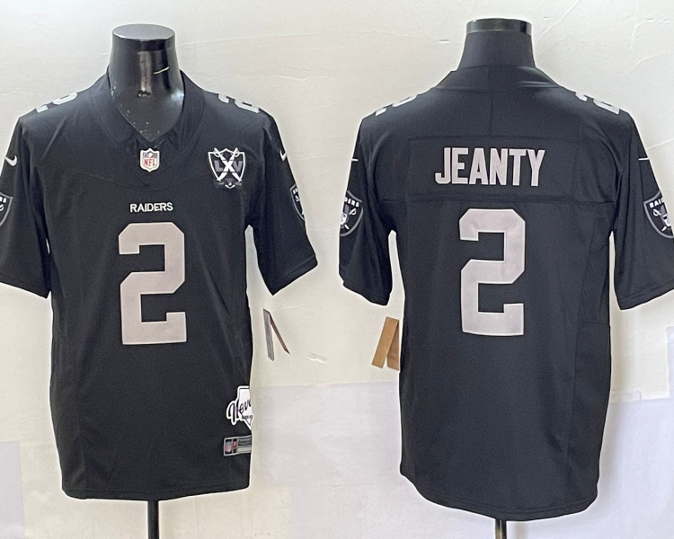 Men's Las Vegas Raiders Ashton Jeanty #2 Black 2025 NFL Draft First Round Pick Jersey