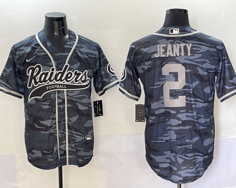 Men's Las Vegas Raiders Ashton Jeanty #2 Gray Camouflage Jersey