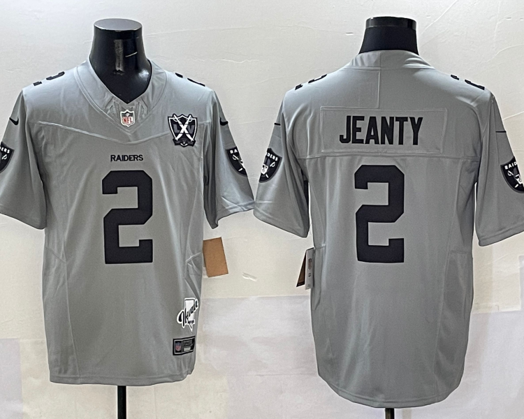 Men's Las Vegas Raiders Ashton Jeanty #2 Gray Jersey