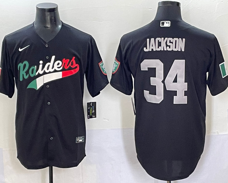 Men's Las Vegas Raiders Bo Jackson #34 Black Alternate Jersey
