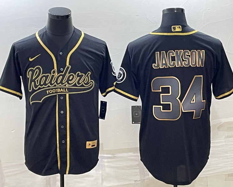 Men's Las Vegas Raiders Bo Jackson #34 Black Jersey Joint Edition