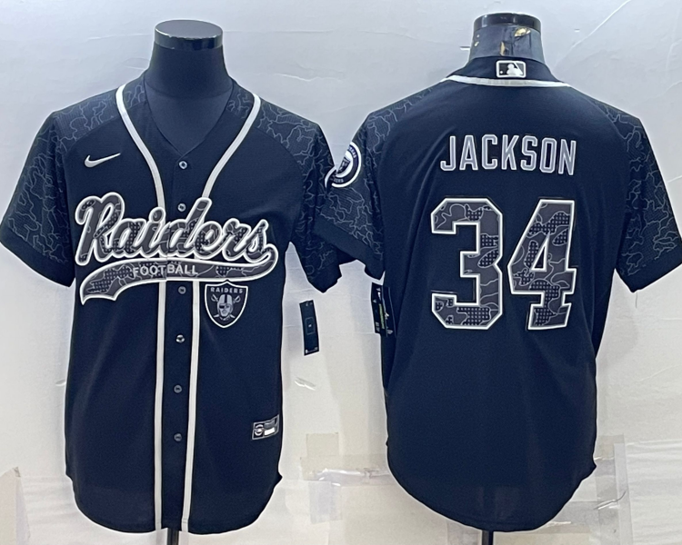 Men's Las Vegas Raiders Bo Jackson #34 Black RFLCTV Limited Jersey Joint Edition