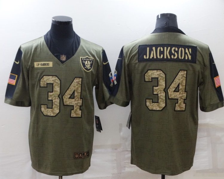 Men's Las Vegas Raiders Bo Jackson #34 Brown Alternate Jersey
