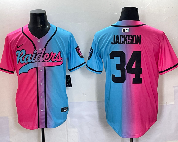 Men's Las Vegas Raiders Bo Jackson #34 Pink/Blue Jersey