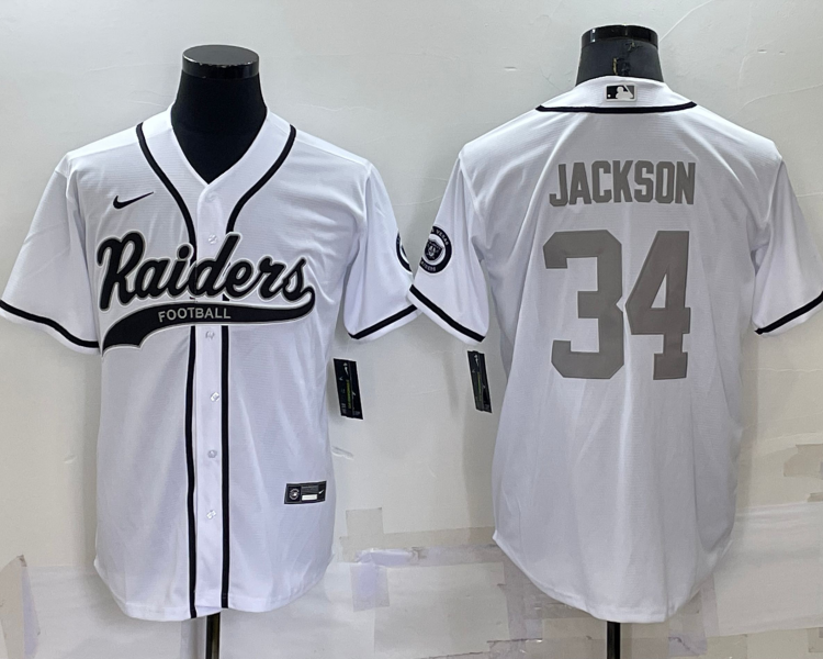 Men's Las Vegas Raiders Bo Jackson #34 White Jersey Joint Edition