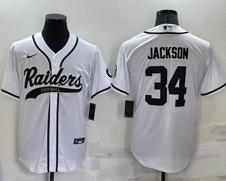 Men's Las Vegas Raiders Bo Jackson #34 White Jersey Joint Edition