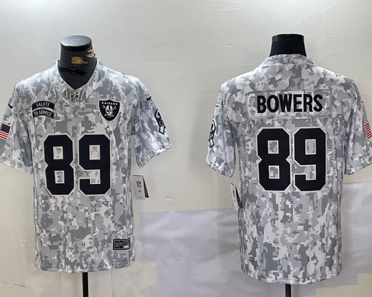 Men's Las Vegas Raiders Brock Bowers #89 Arctic Camo 2024 Salute to Service Limited Jersey