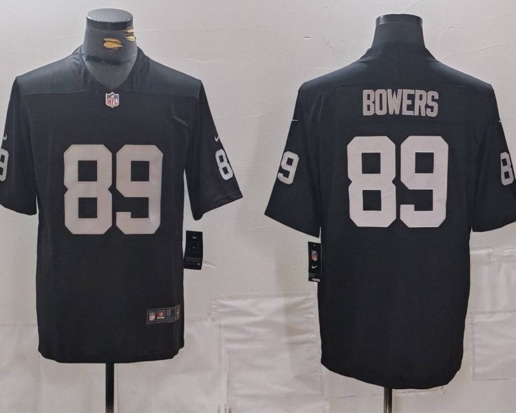 Men's Las Vegas Raiders Brock Bowers #89 Black 2024 NFL Draft First Round Pick Jersey