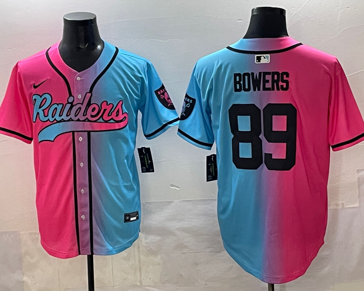 Men's Las Vegas Raiders Brock Bowers #89 Pink/Blue Jersey
