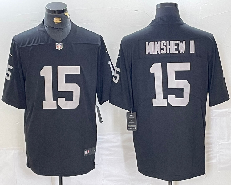 Men's Las Vegas Raiders Gardner Minshew II #15 Black Jersey