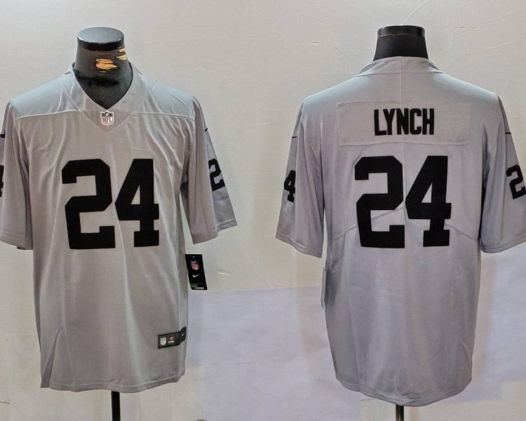 Men's Las Vegas Raiders Marshawn Lynch #24 Gray Jersey