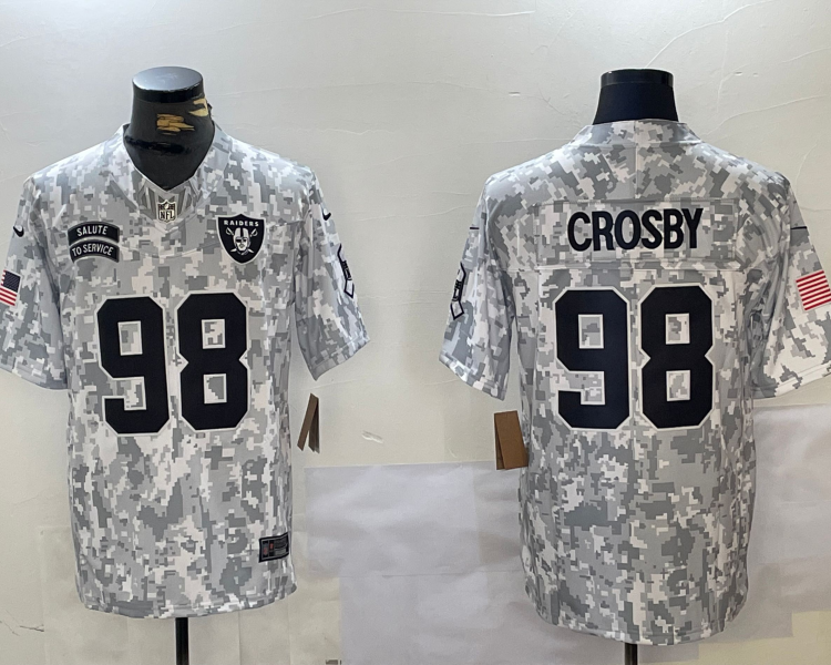 Men's Las Vegas Raiders Maxx Crosby #98 Arctic Camo 2024 Salute to Service Limited Jersey