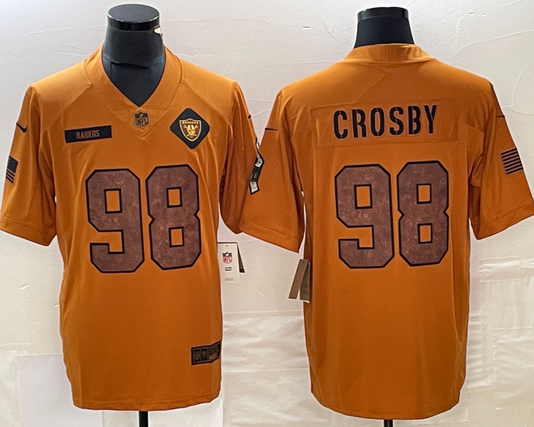 Men's Las Vegas Raiders Maxx Crosby #98 Brown 2023 Salute To Service Retired Limited Jersey