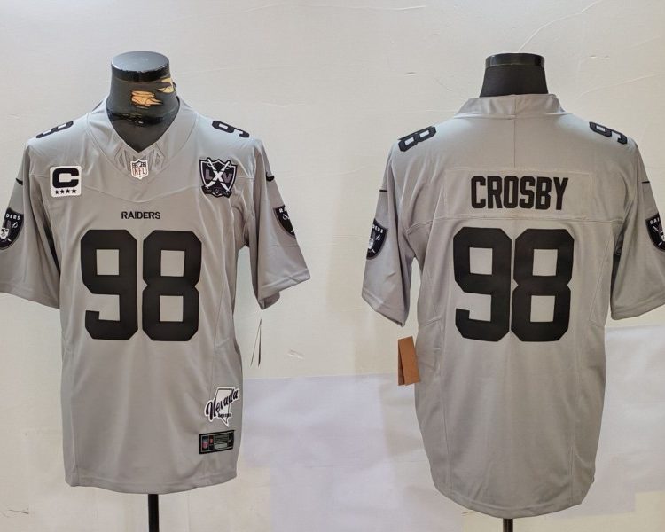 Men's Las Vegas Raiders Maxx Crosby #98 Gray 2024 Vapor Limited Jersey