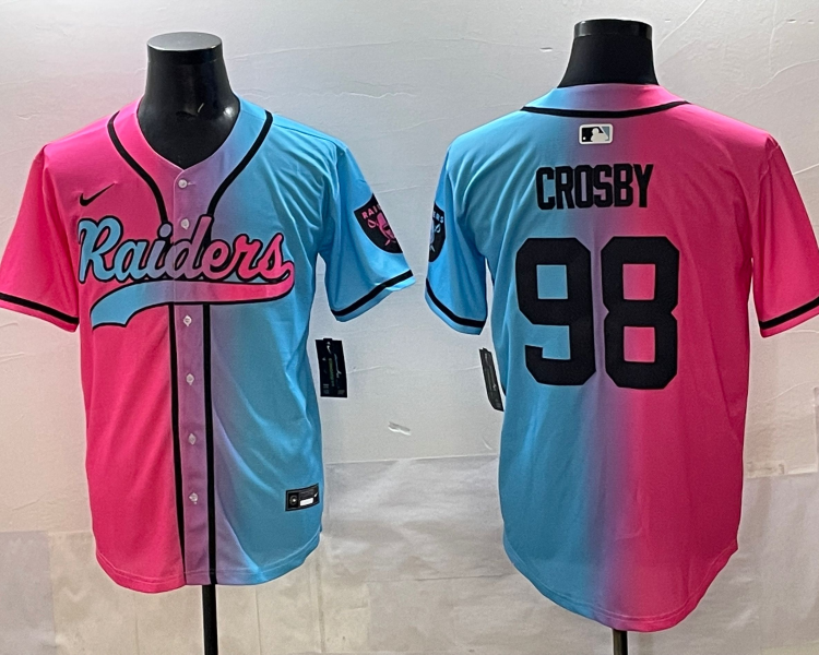 Men's Las Vegas Raiders Maxx Crosby #98 Pink/Blue Jersey