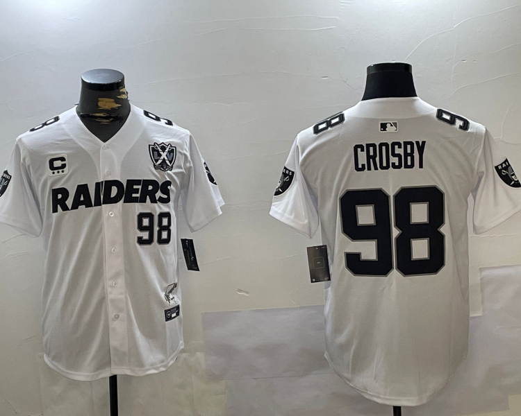 Men's Las Vegas Raiders Maxx Crosby #98 White Vapor F.U.S.E. Limited Jersey