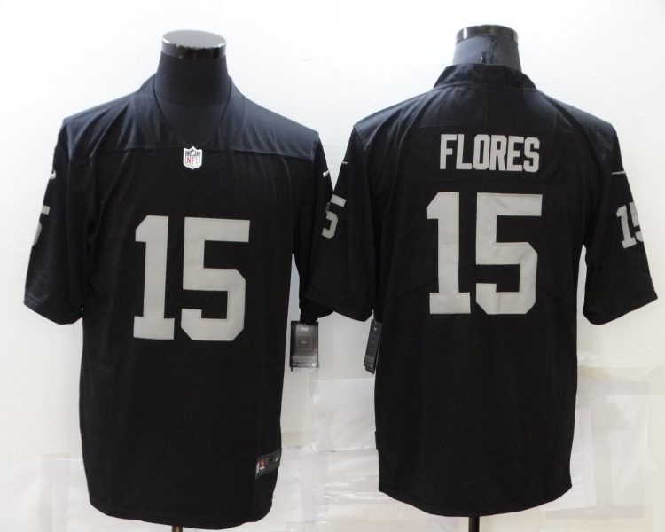Men's Las Vegas Raiders Tom Flores #15 Black Jersey