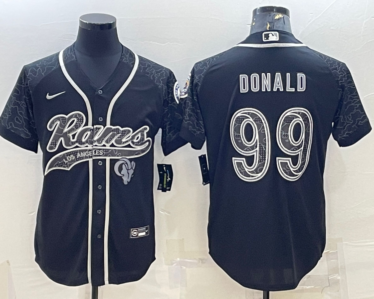 Men's Los Angeles Rams Aaron Donald #99 Black RFLCTV Limited Jersey Joint Edition