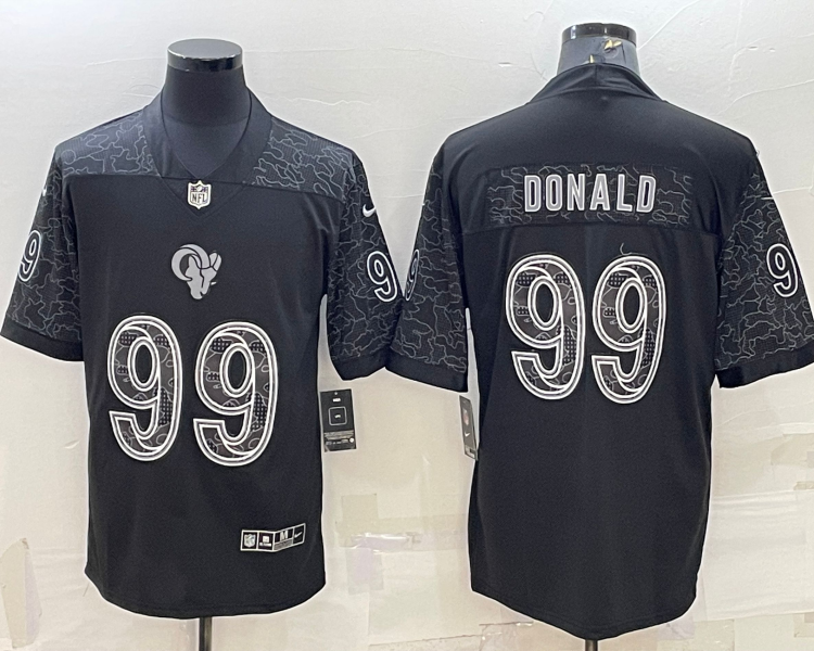 Men's Los Angeles Rams Aaron Donald #99 Black RFLCTV Limited Jersey