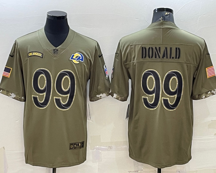 Men's Los Angeles Rams Aaron Donald #99 Olive 2022 Salute To Service Limited Jersey