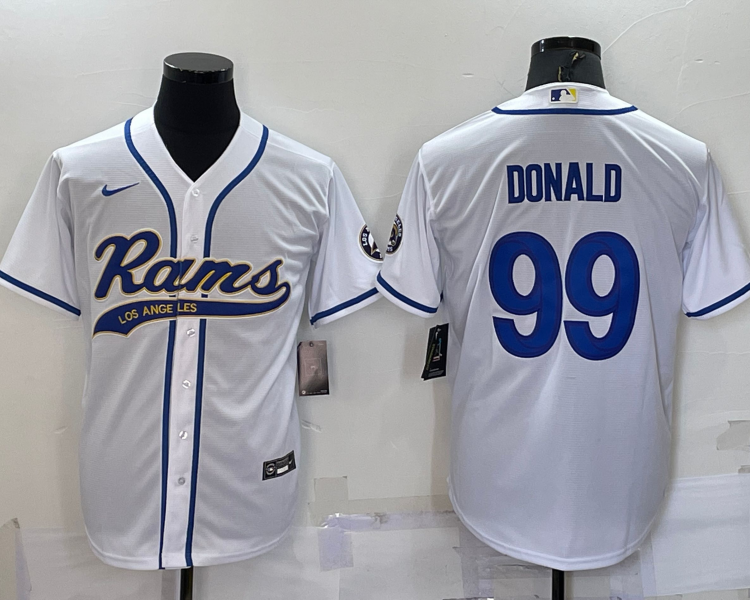 Men's Los Angeles Rams Aaron Donald #99 White Jersey Joint Edition