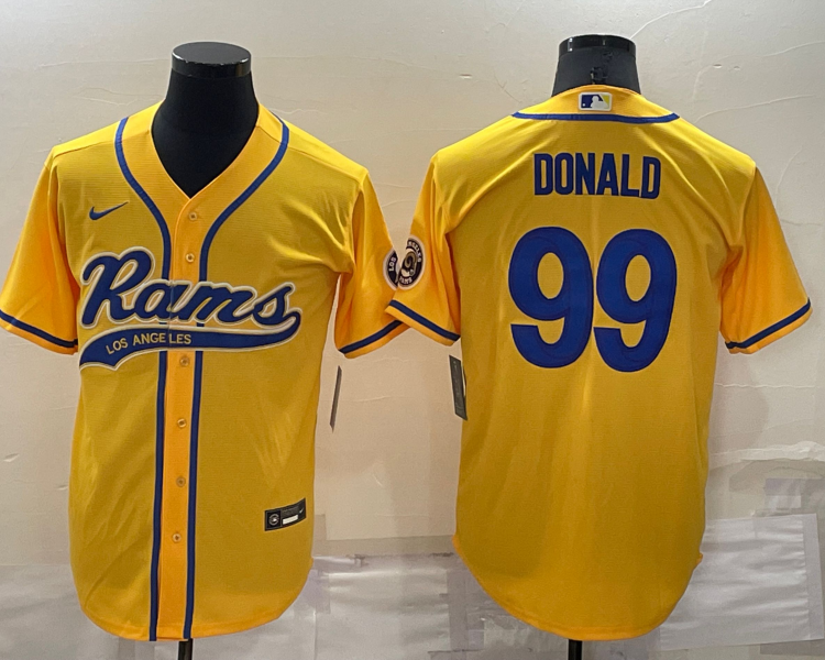 Men's Los Angeles Rams Aaron Donald #99 Yellow Jersey Joint Edition