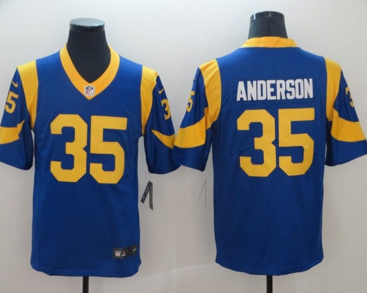 Men's Los Angeles Rams C.J. Anderson #35 Blue Jersey
