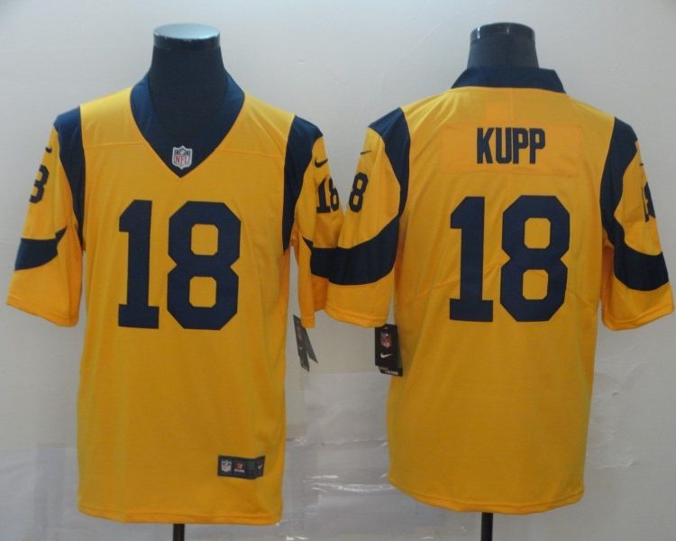 Men's Los Angeles Rams Cooper Kupp #18 Yellow Jersey