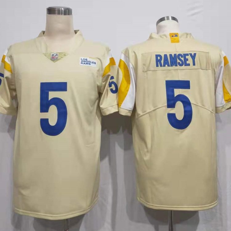 Men's Los Angeles Rams Jalen Ramsey #5 Beige Vapor Limited Jersey