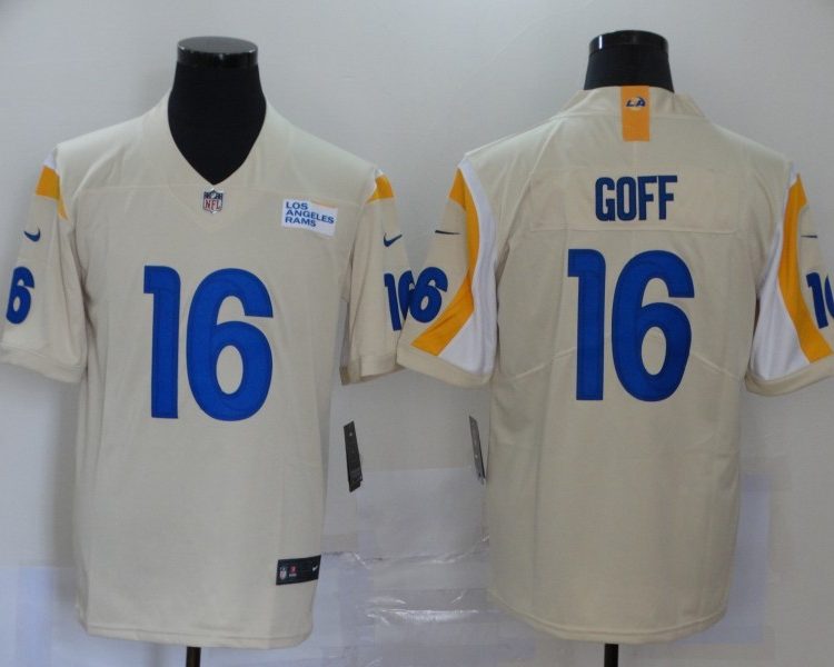 Men's Los Angeles Rams Jared Goff #16 Beige Vapor Limited Jersey