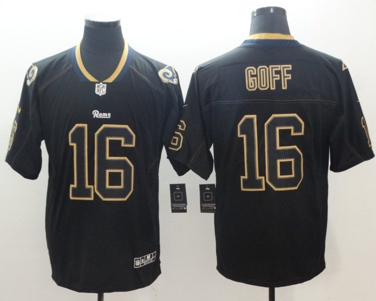 Men's Los Angeles Rams Jared Goff #16 Black Jersey