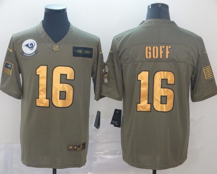 Men's Los Angeles Rams Jared Goff #16 Brown Jersey