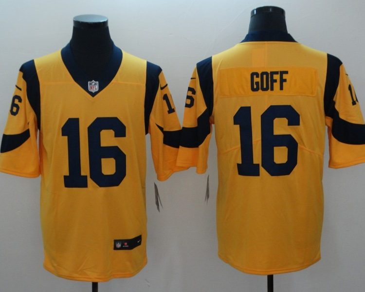 Men's Los Angeles Rams Jared Goff #16 Yellow Jersey