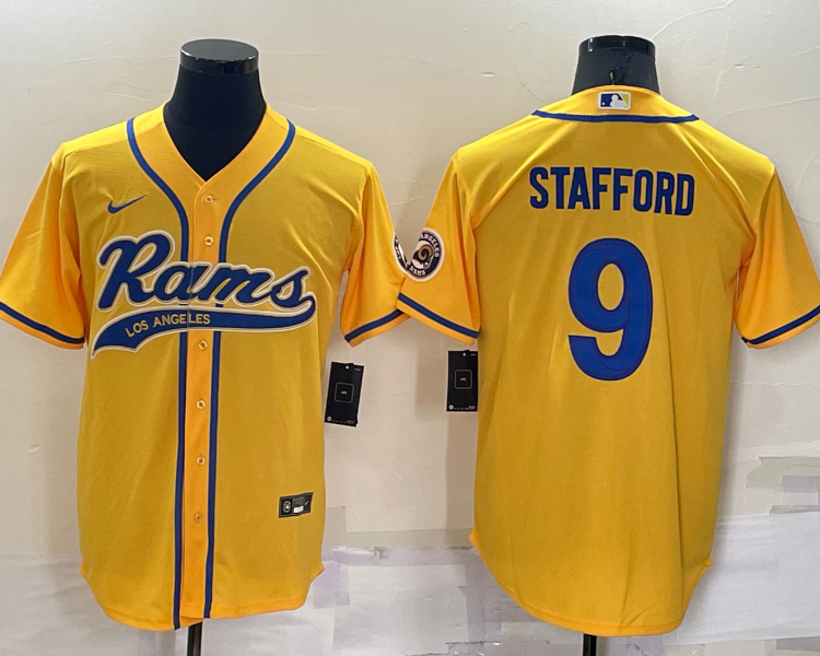 Men's Los Angeles Rams Matthew Stafford #9 Yellow Jersey Joint Edition