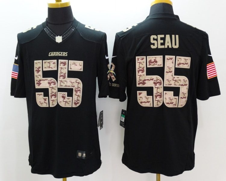 Men's Los Angeles Chargers Junior Seau #55 Black Jersey