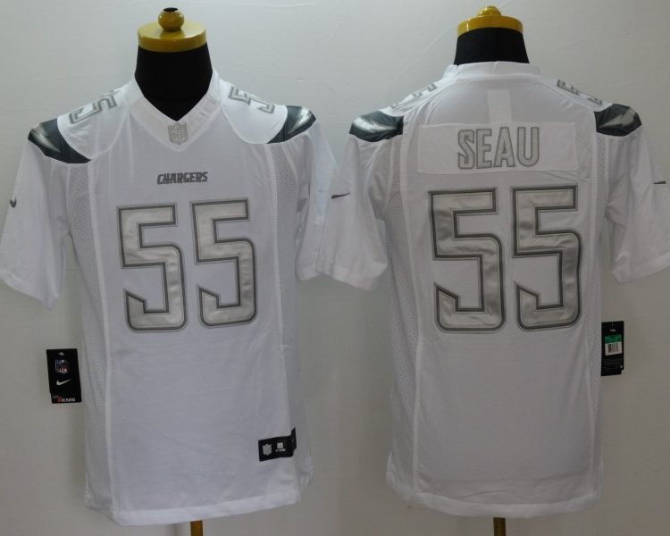 Men's Los Angeles Chargers Junior Seau #55 White Jersey