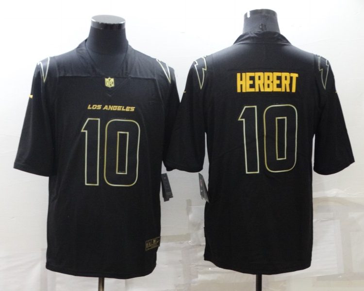 Men's Los Angeles Chargers Justin Herbert #10 Black Jersey