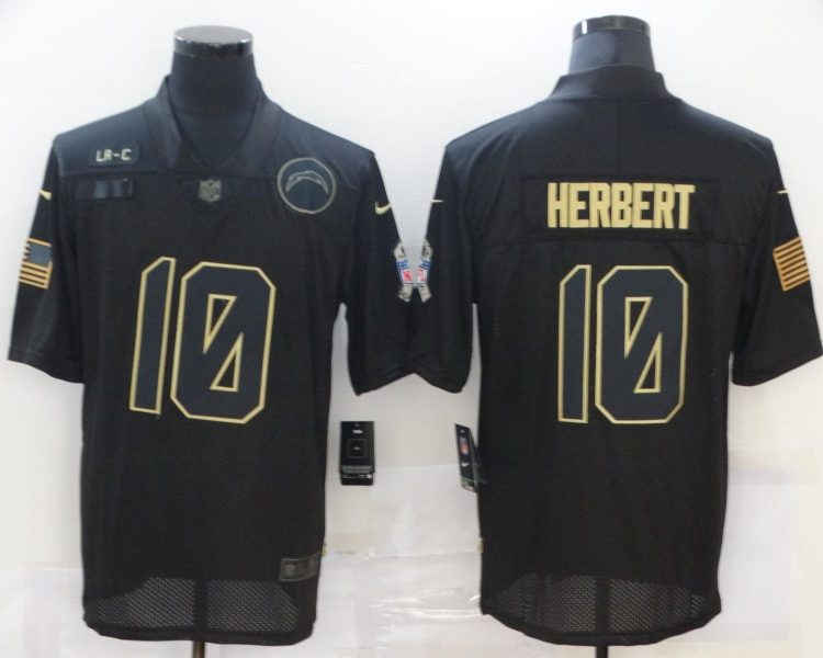 Men's Los Angeles Chargers Justin Herbert #10 Black Jersey