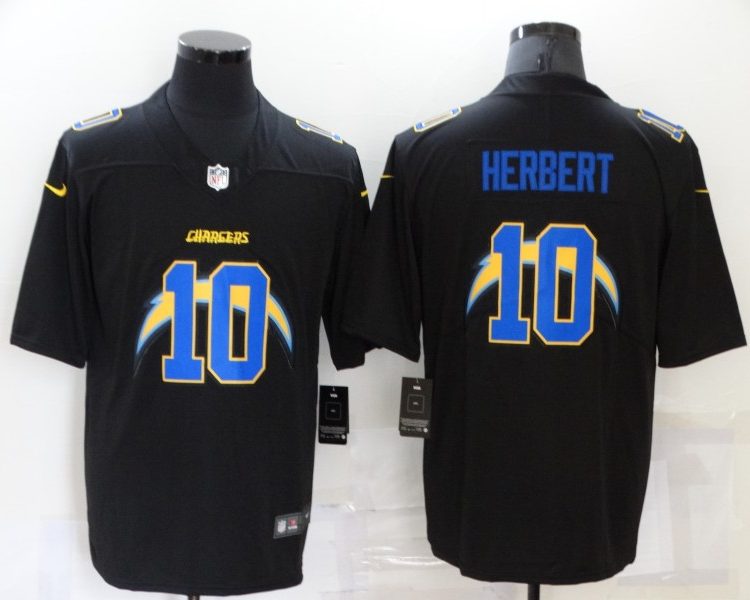 Men's Los Angeles Chargers Justin Herbert #10 Black Jersey