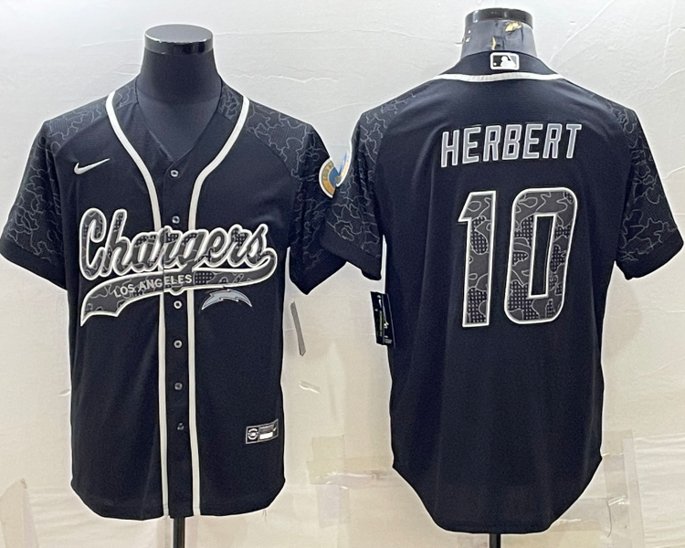 Men's Los Angeles Chargers Justin Herbert #10 Black RFLCTV Limited Jersey Joint Edition